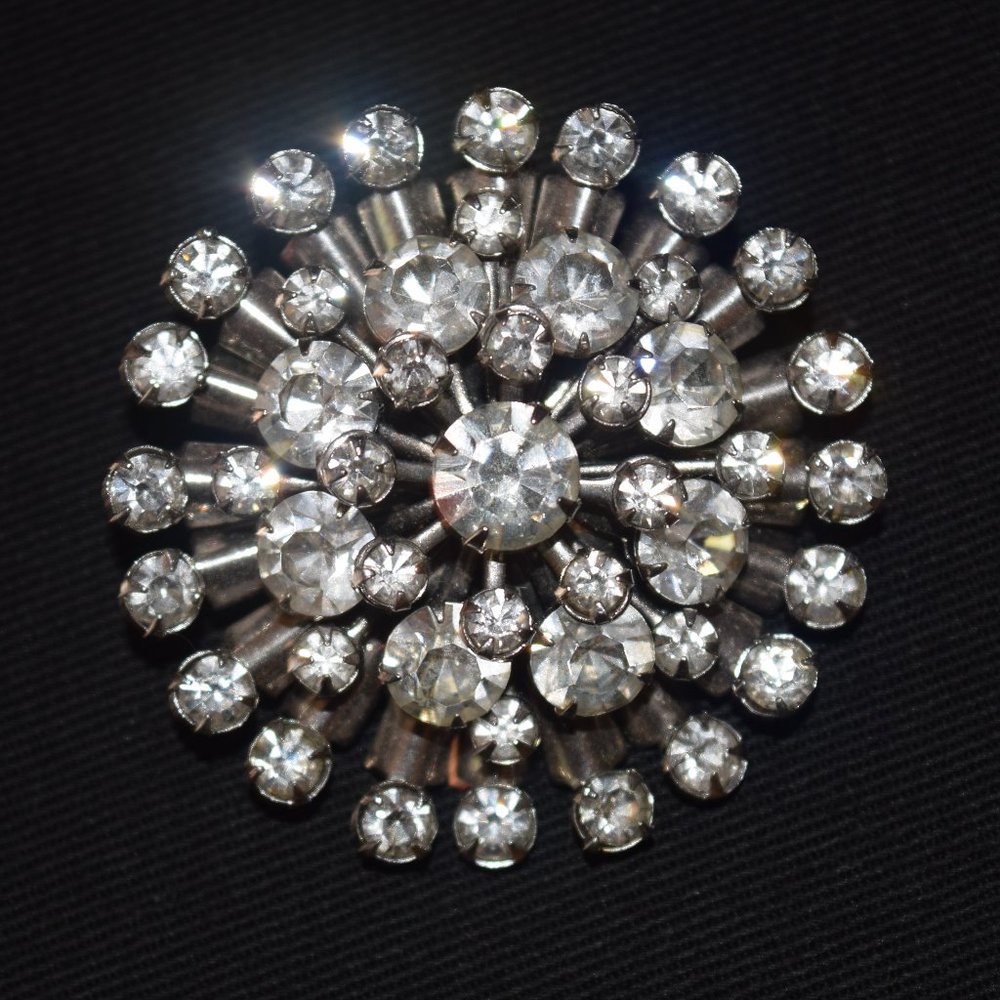 Vintage Rhinestone Burst Brooch